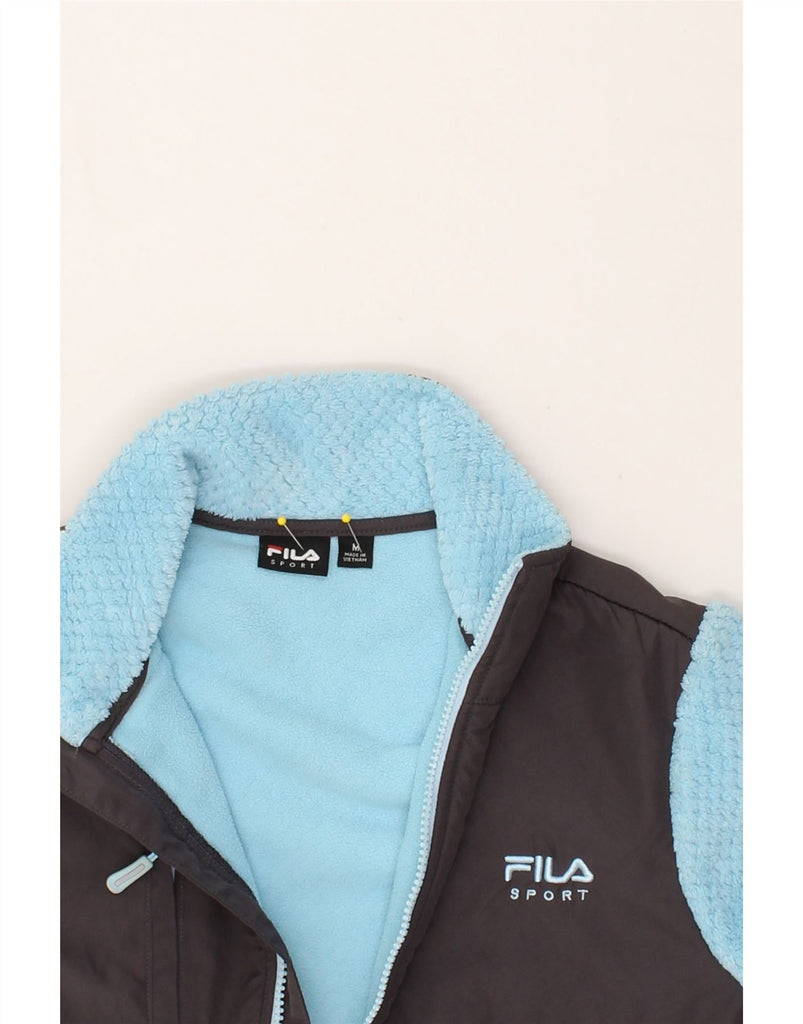 FILA Womens Fleece Jacket UK 14 Medium Blue Colourblock Polyester | Vintage Fila | Thrift | Second-Hand Fila | Used Clothing | Messina Hembry 