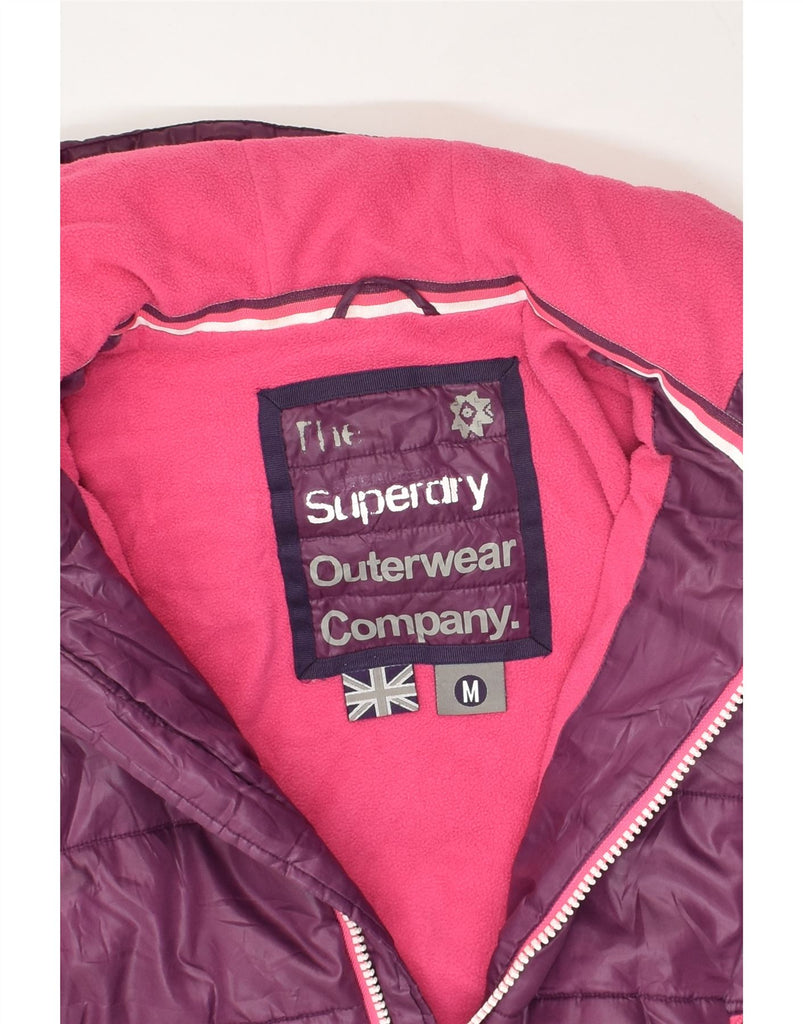 SUPERDRY Womens Hooded Padded Jacket UK 14 Medium Purple Polyester | Vintage Superdry | Thrift | Second-Hand Superdry | Used Clothing | Messina Hembry 