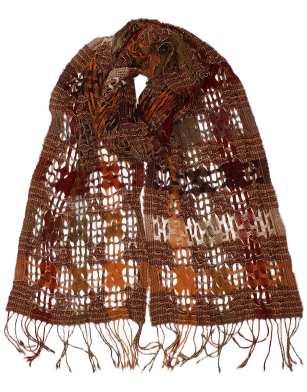 Suantrai Womens Rectangle Scarf One Size Brown Geometric New Wool Bohemian