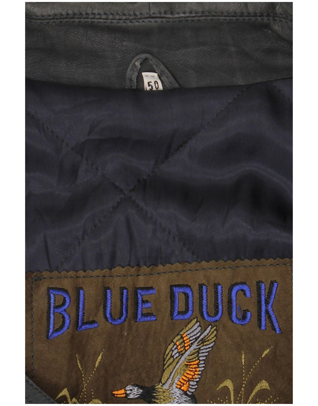 Blue Duck Mens Leather Coat IT 50 Large Navy Blue