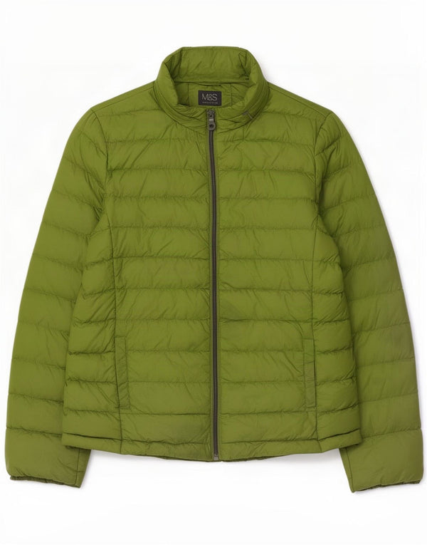 Marks & Spencer Womens Padded Jacket UK 12 Medium Green Polyamide