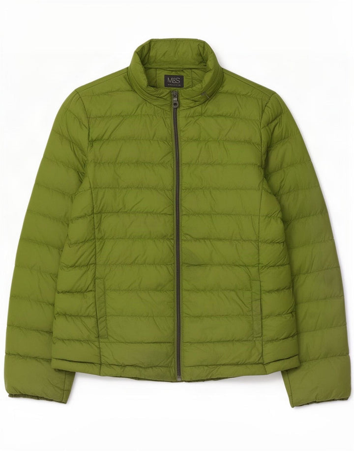 Marks & Spencer Womens Padded Jacket UK 12 Medium Green Polyamide