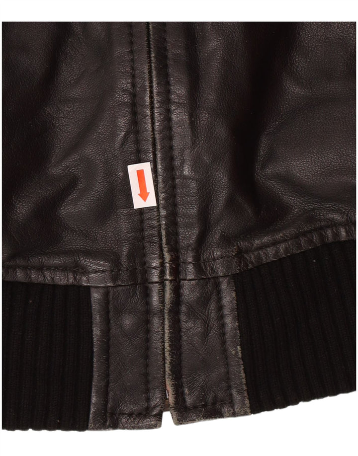 XDYE Womens Leather Jacket UK 10 Small Black Leather Biker