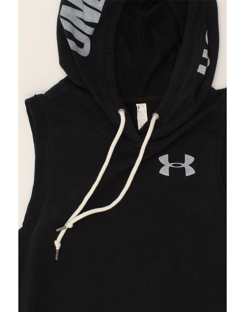 UNDER ARMOUR Womens Graphic Sleeveless Hoodie Jumper UK 10 Small Navy Blue | Vintage Under Armour | Thrift | Second-Hand Under Armour | Used Clothing | Messina Hembry 