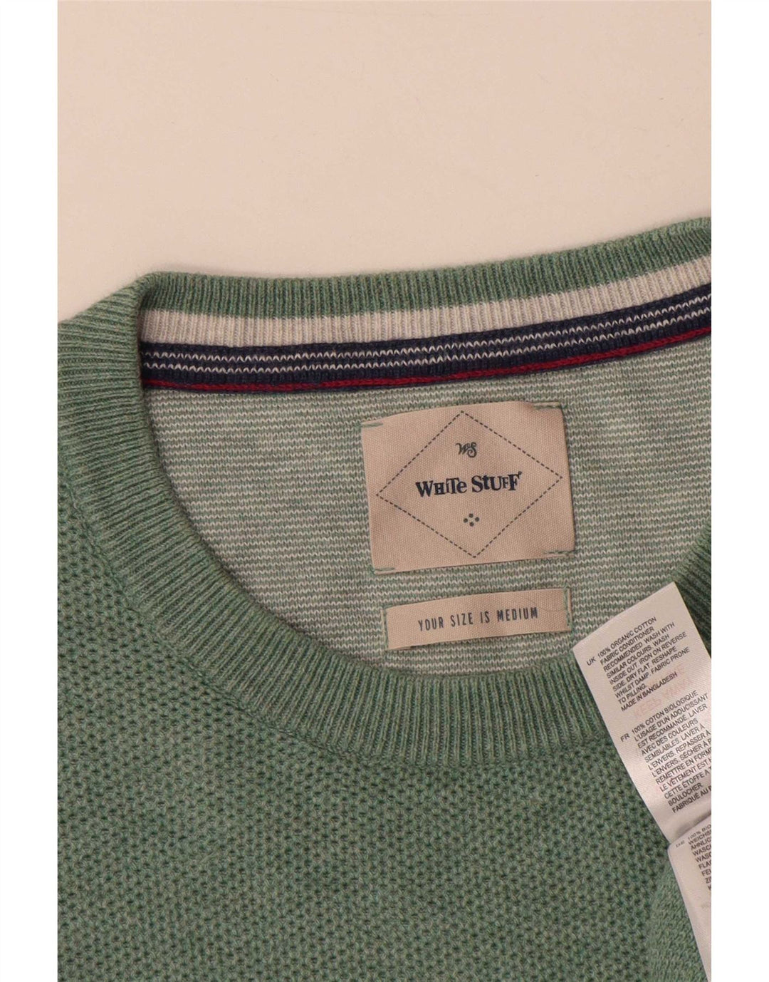 White Stuff Mens Crew Neck Jumper Sweater Medium Green Cotton