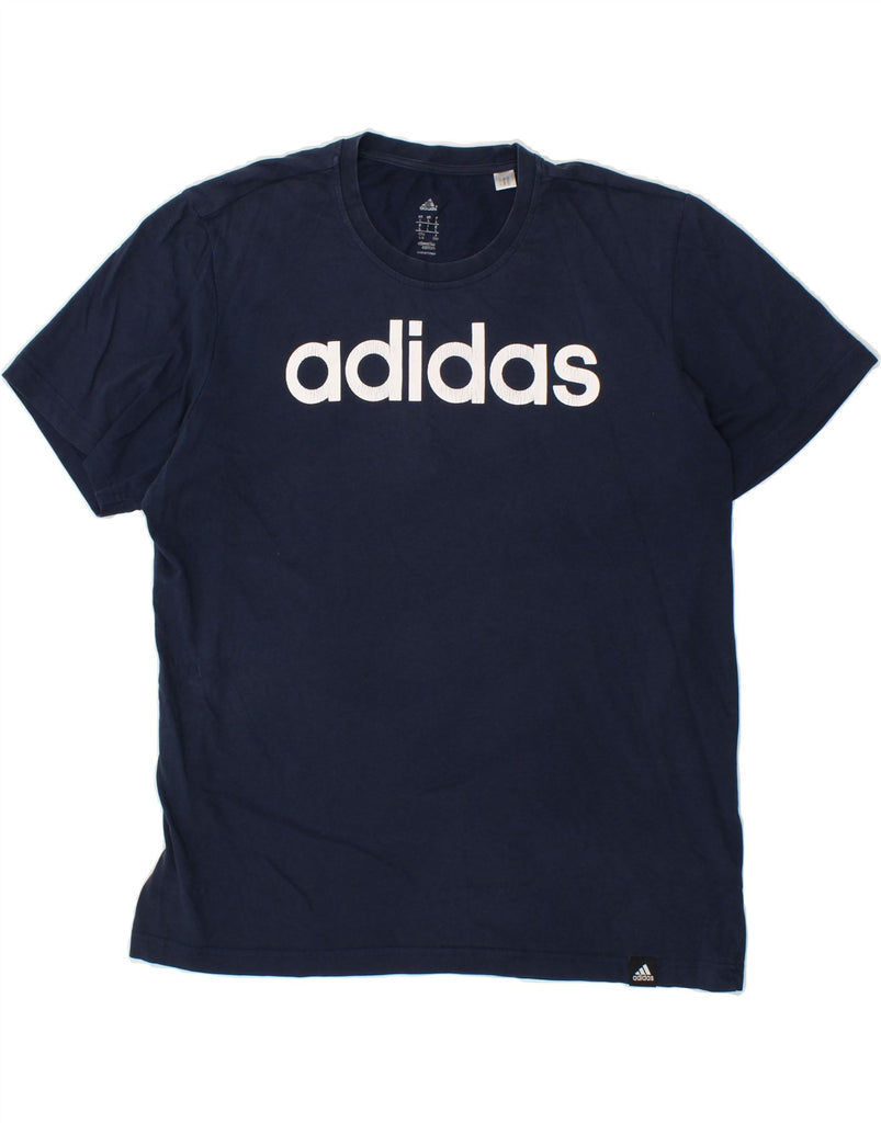 ADIDAS Mens Climalite Graphic T-Shirt Top Large Navy Blue Cotton | Vintage Adidas | Thrift | Second-Hand Adidas | Used Clothing | Messina Hembry 