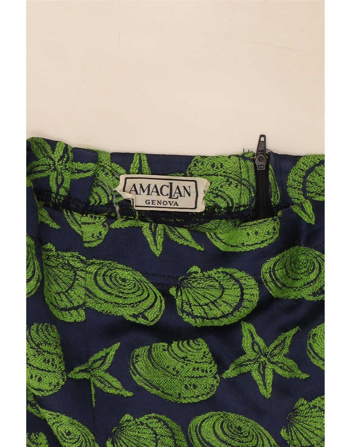 Vintage Womens Abstract Pattern Pencil Skirt Medium W28 Navy Blue