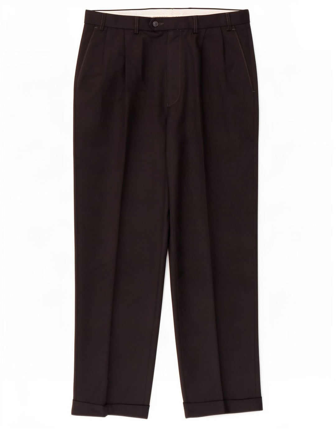 Marks & Spencer Mens Straight Suit Trousers W36 L31 Navy Blue Polyester