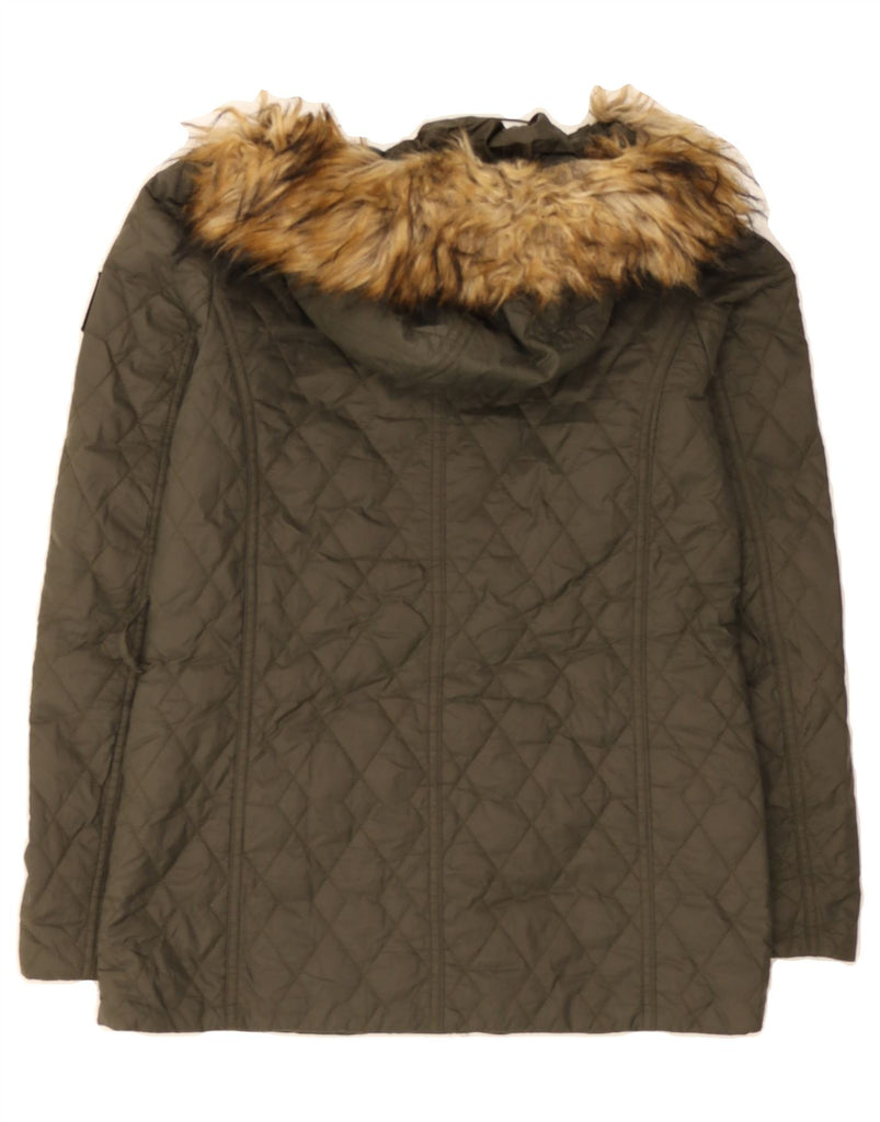 MUSTO Womens Loose Fit Hooded Quilted Jacket UK 8 Small Green Polyamide Vintage Musto and Second-Hand Musto from Messina Hembry 