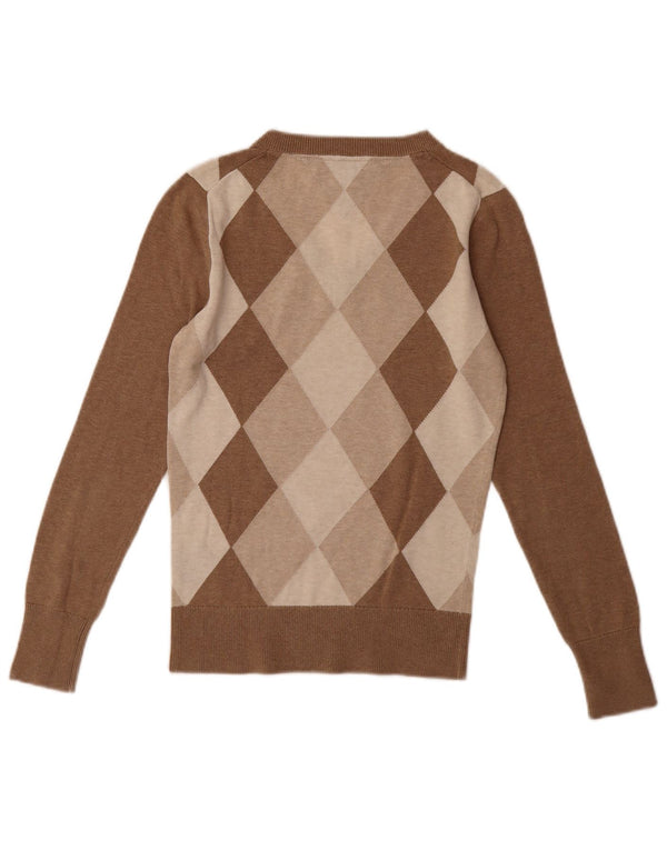 TOMMY HILFIGER Womens V-Neck Jumper Sweater UK 10 Small Brown