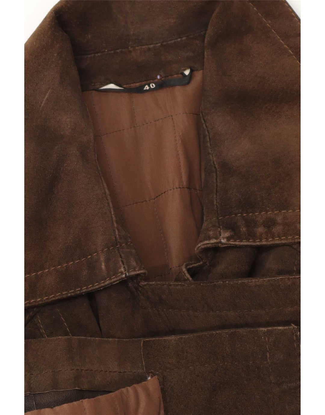 Vintage Womens Suede Double Breasted Coat IT 40 Small Brown
