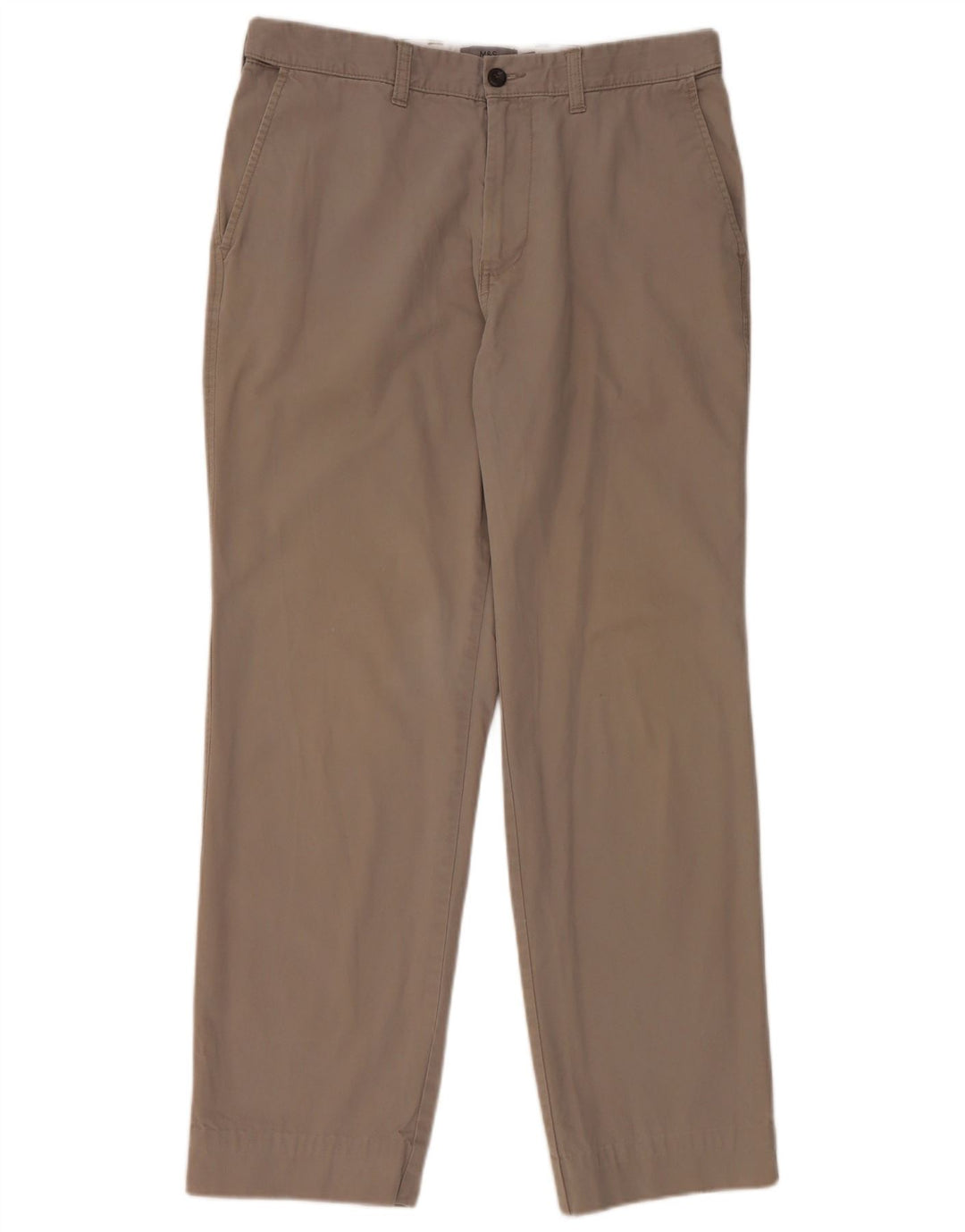 Marks & Spencer Womens Regular Chino Trousers W34 L29 Grey Cotton