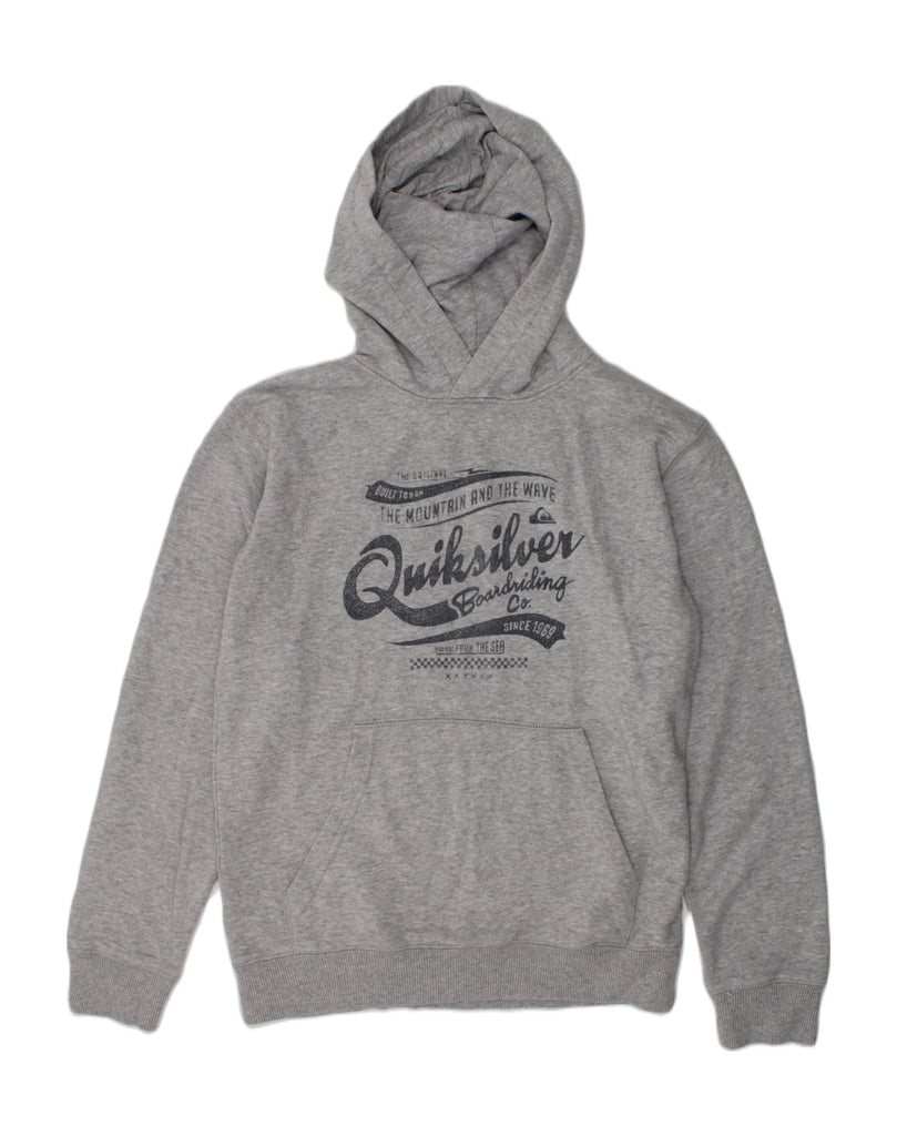 QUIKSILVER Girls Graphic Hoodie Jumper 9-10 Years Small  Grey Cotton | Vintage Quiksilver | Thrift | Second-Hand Quiksilver | Used Clothing | Messina Hembry 