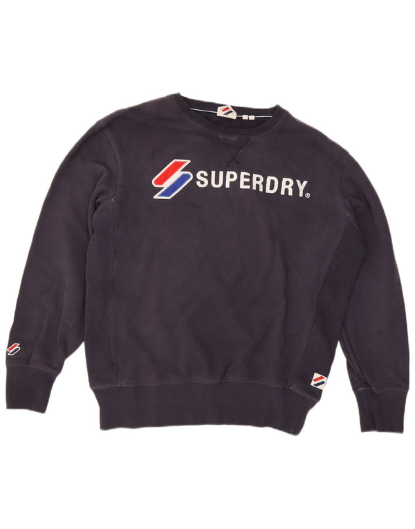 Superdry Mens Graphic Sweatshirt Jumper Large Navy Blue Cotton