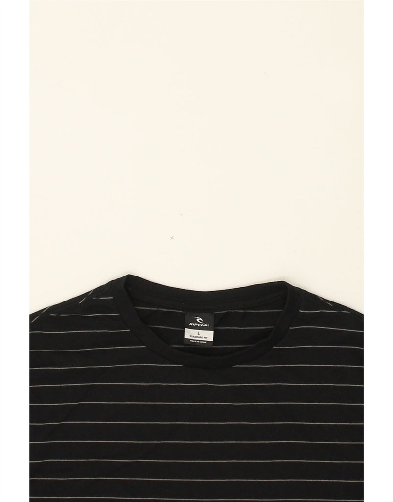RIP CURL Mens Standard Fit T-Shirt Top Large Black Striped Polyester | Vintage Rip Curl | Thrift | Second-Hand Rip Curl | Used Clothing | Messina Hembry 