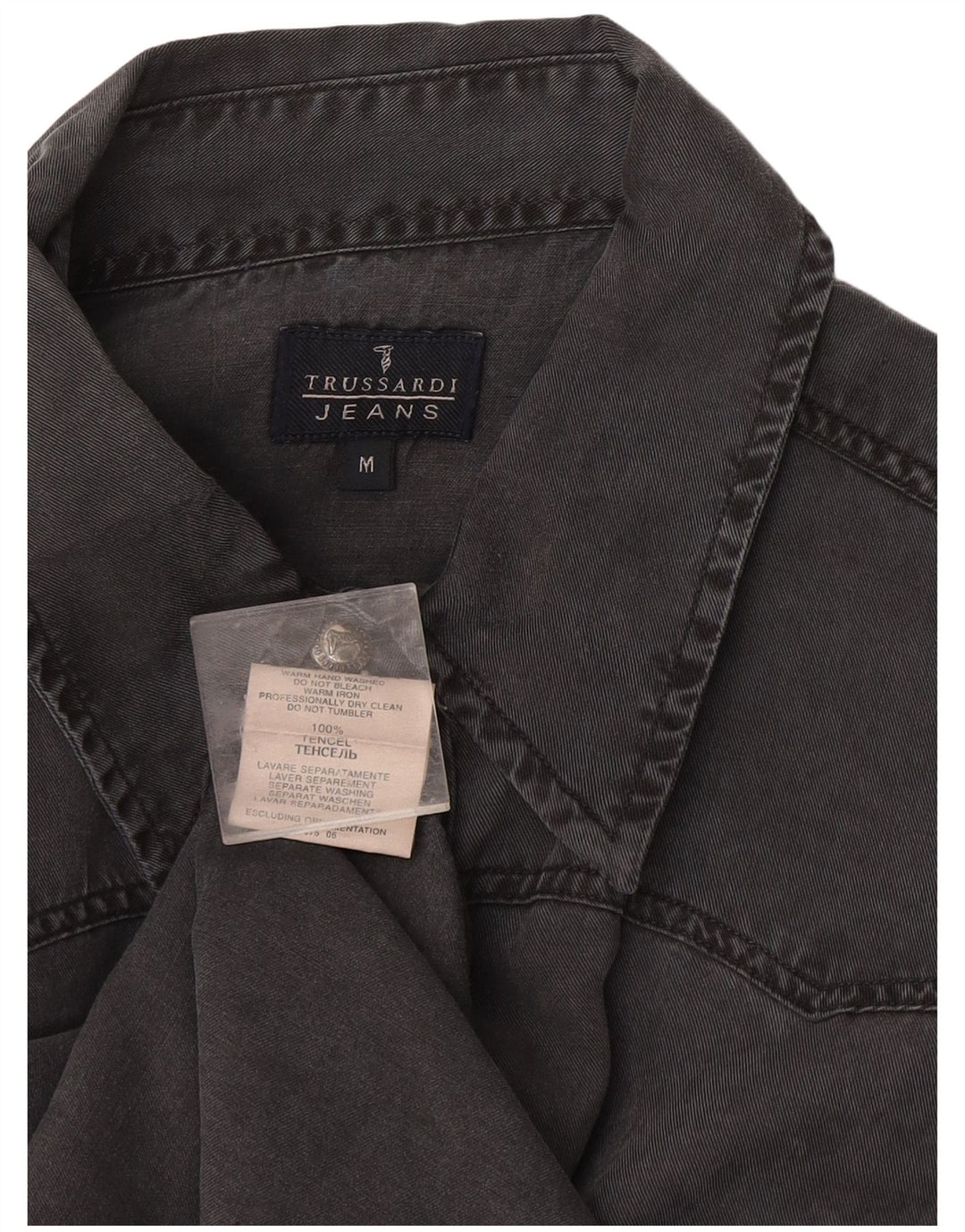 Trussardi Jeans Mens Denim Shirt Medium Grey Tencel