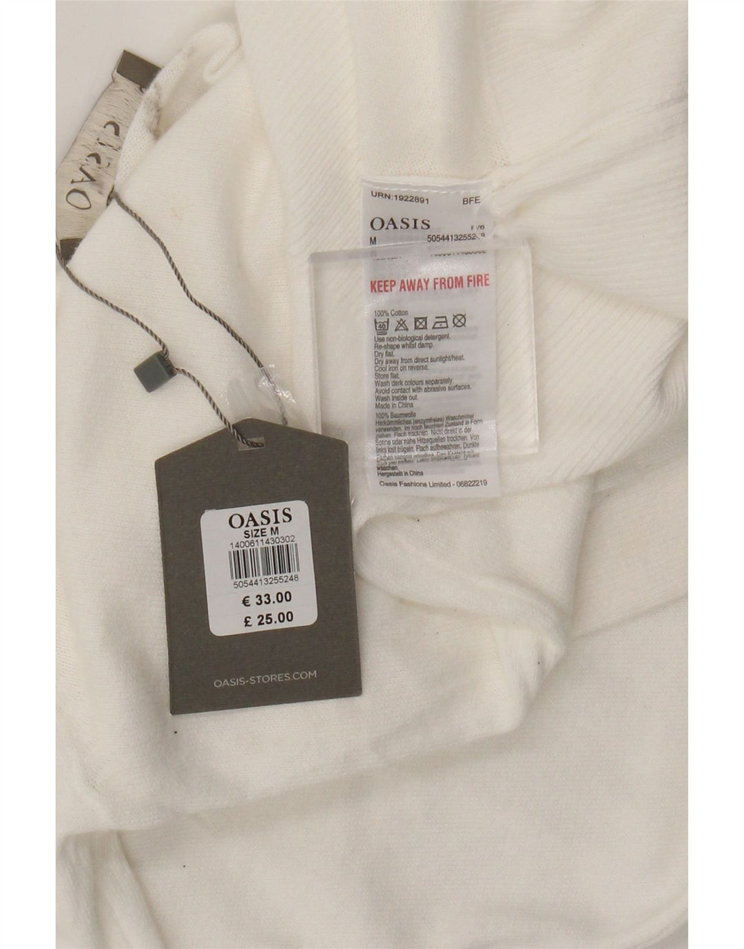 Oasis Womens Crop Bolero Jumper UK 12 Medium White Cotton