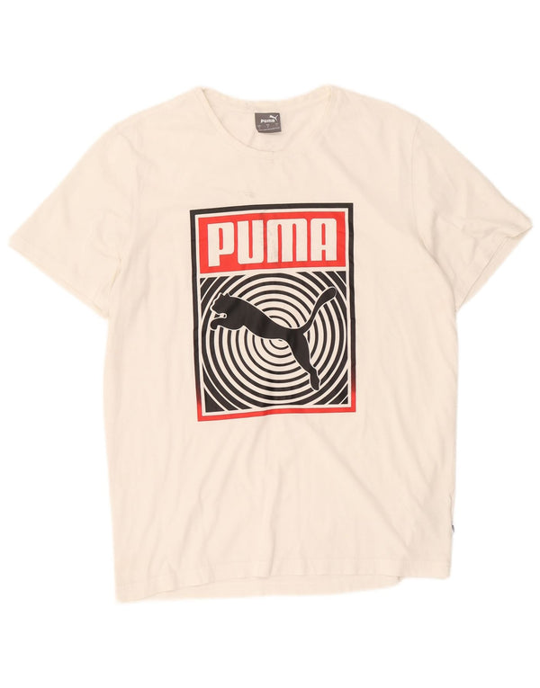 Puma Mens Graphic T-Shirt Top Large White Cotton