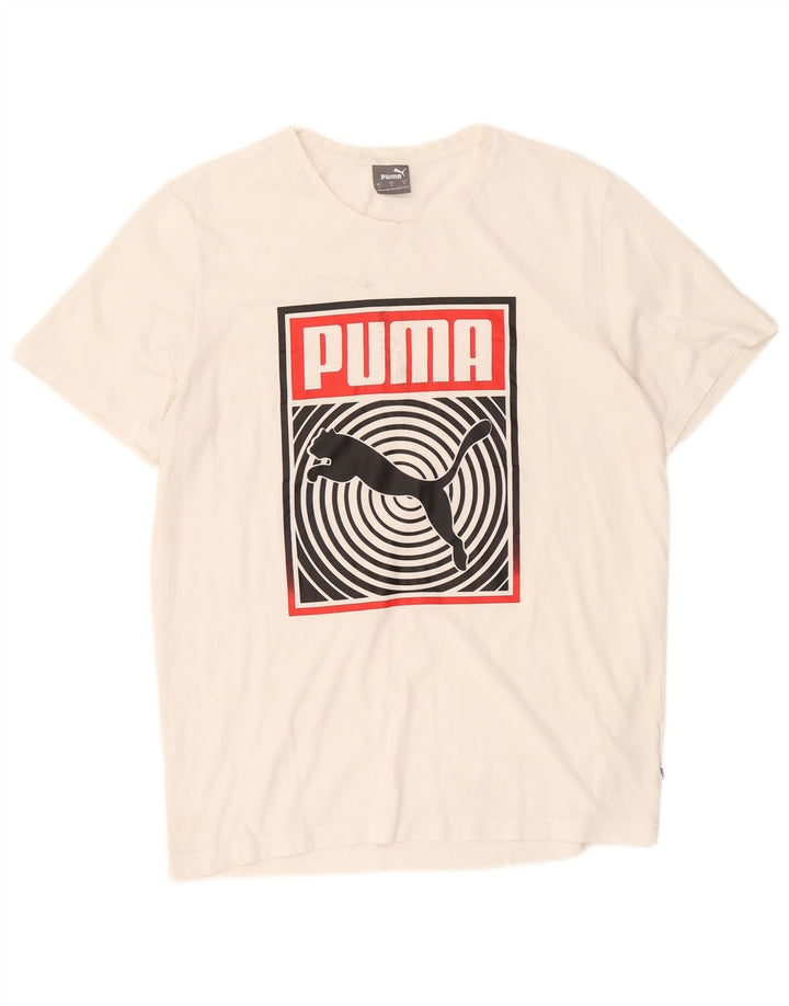 Puma Mens Graphic T-Shirt Top Large White Cotton