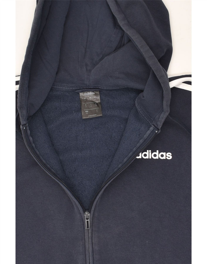 ADIDAS Mens Zip Hoodie Sweater Medium Navy Blue Cotton | Vintage Adidas | Thrift | Second-Hand Adidas | Used Clothing | Messina Hembry 