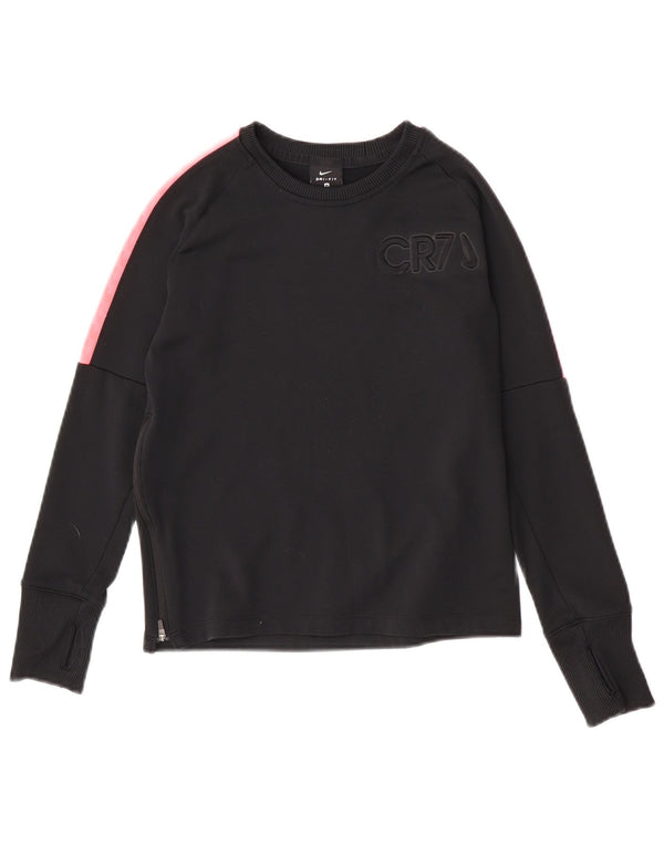 Nike Boys Dri Fit Graphic Sweatshirt Jumper 10-11 Years Medium Black