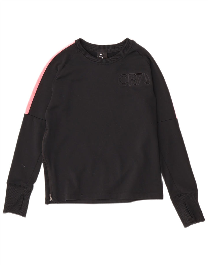 Nike Boys Dri Fit Graphic Sweatshirt Jumper 10-11 Years Medium Black