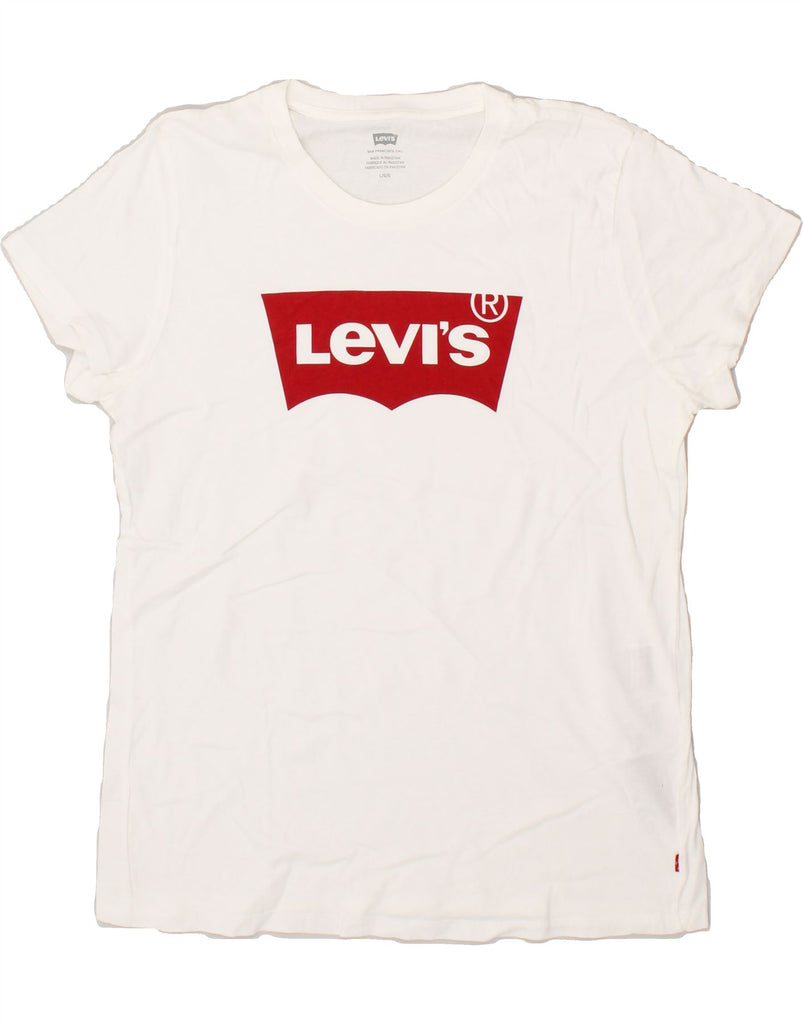 LEVI'S Womens Graphic T-Shirt Top UK 16 Large White Cotton | Vintage Levi's | Thrift | Second-Hand Levi's | Used Clothing | Messina Hembry 