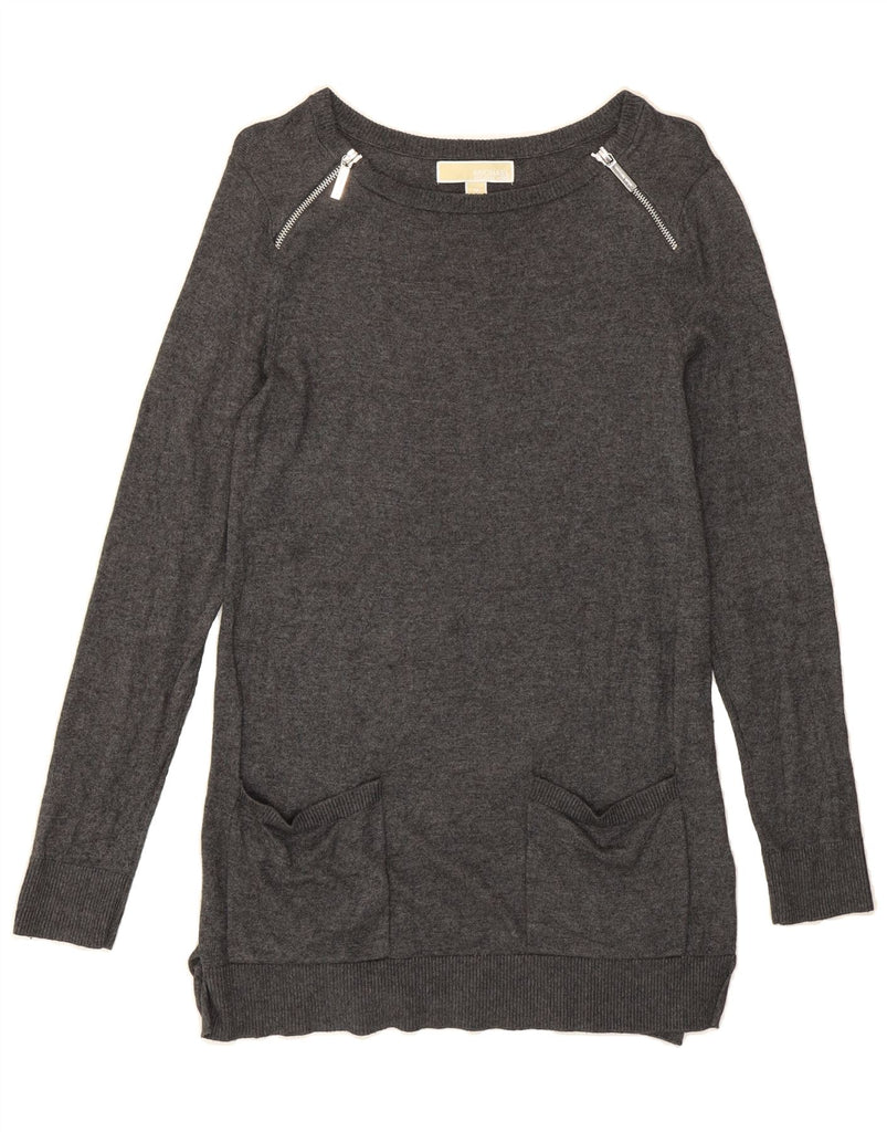MICHAEL KORS Womens Boat Neck Jumper Sweater UK 12 Medium Grey Cotton Vintage Michael Kors and Second-Hand Michael Kors from Messina Hembry 