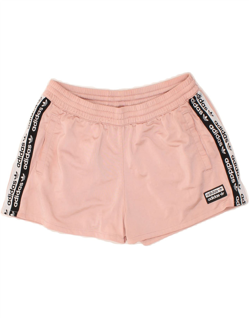 ADIDAS Womens Graphic Sport Shorts UK 14 Large Pink Polyester | Vintage Adidas | Thrift | Second-Hand Adidas | Used Clothing | Messina Hembry 