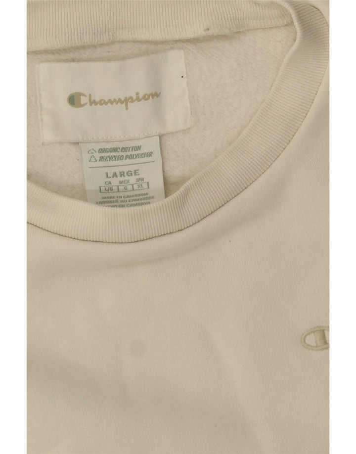 Champion Womens Oversized Sweatshirt Jumper UK 16 Large Off White Cotton