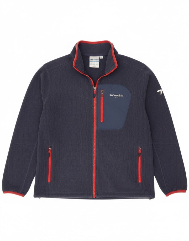 Columbia Mens Titanium Fleece Jacket UK 42 XL Navy Blue Polyester