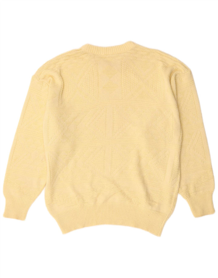 Vintage Mens Boat Neck Jumper Sweater Large Yellow