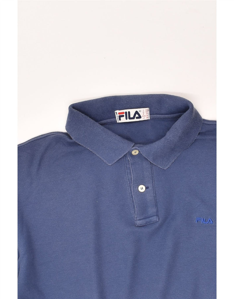 FILA Mens Long Sleeve Polo Shirt IT 50 Medium Blue Cotton | Vintage Fila | Thrift | Second-Hand Fila | Used Clothing | Messina Hembry 