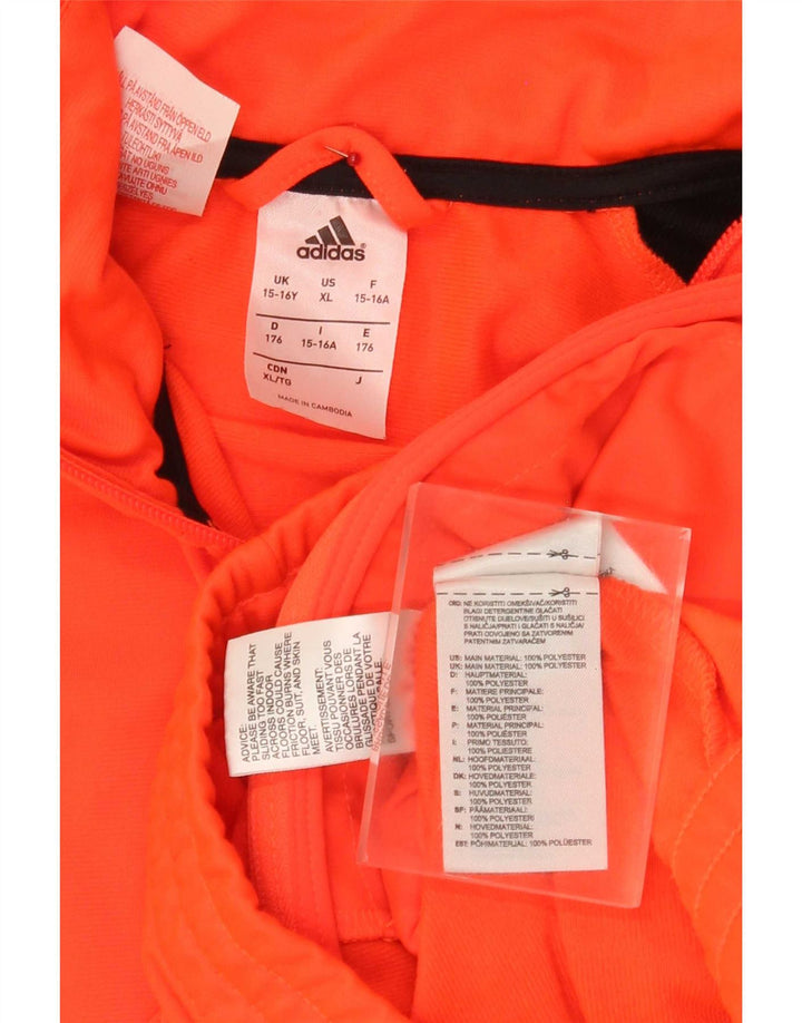 Adidas Boys Graphic Tracksuit Top Jacket 15-16 Years Orange Colourblock