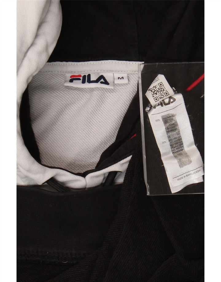Fila Mens Hoodie Jumper Medium Black Colourblock Cotton