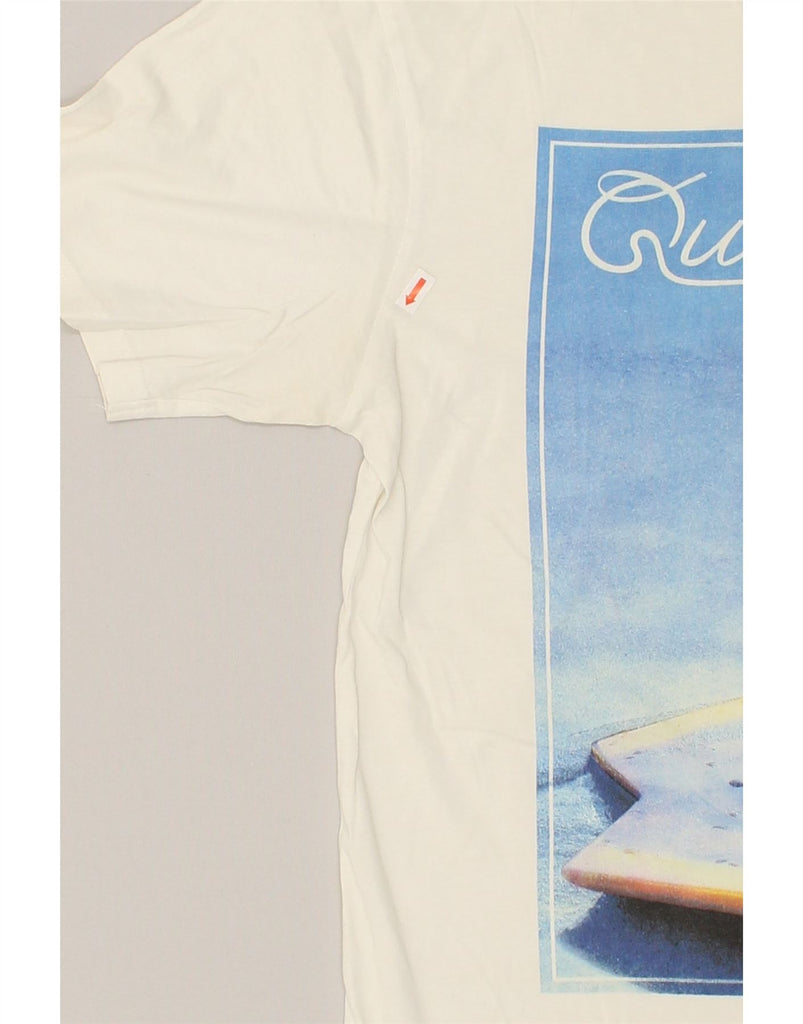 QUIKSILVER Mens Regular Fit Graphic T-Shirt Top Medium Off White Cotton | Vintage Quiksilver | Thrift | Second-Hand Quiksilver | Used Clothing | Messina Hembry 