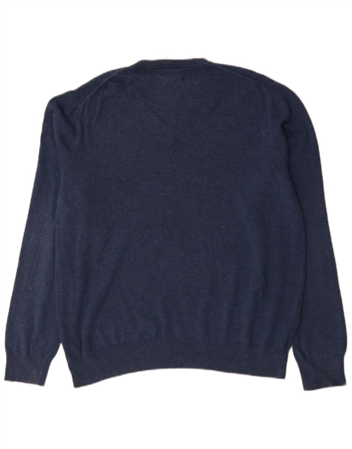 Marks & Spencer Mens V-Neck Jumper Sweater XL Blue Cotton