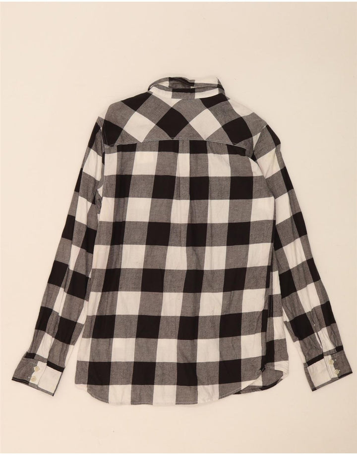 Eddie Bauer Womens Shirt UK 10 Small Grey Gingham Cotton