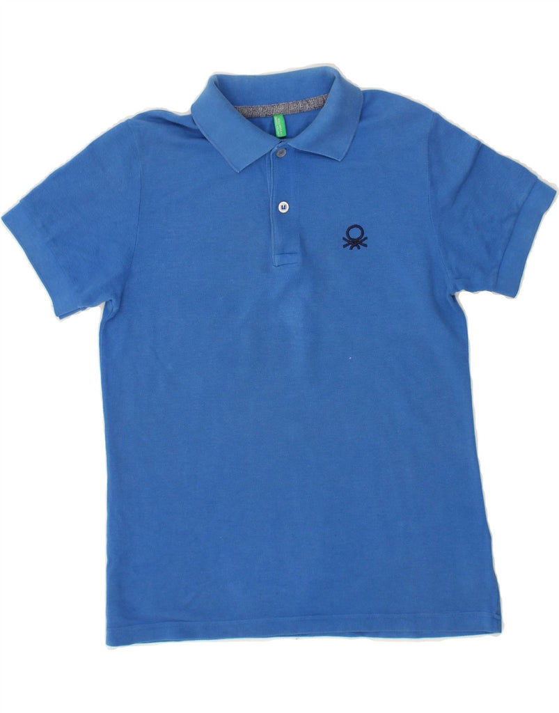 BENETTON Boys Polo Shirt 8-9 Years Blue Cotton | Vintage Benetton | Thrift | Second-Hand Benetton | Used Clothing | Messina Hembry 