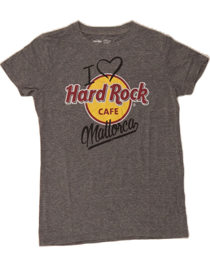 HARD ROCK CAFE Womens Mallorca Graphic T-Shirt Top UK 12 Medium Grey Vintage Hard Rock Cafe and Second-Hand Hard Rock Cafe from Messina Hembry 