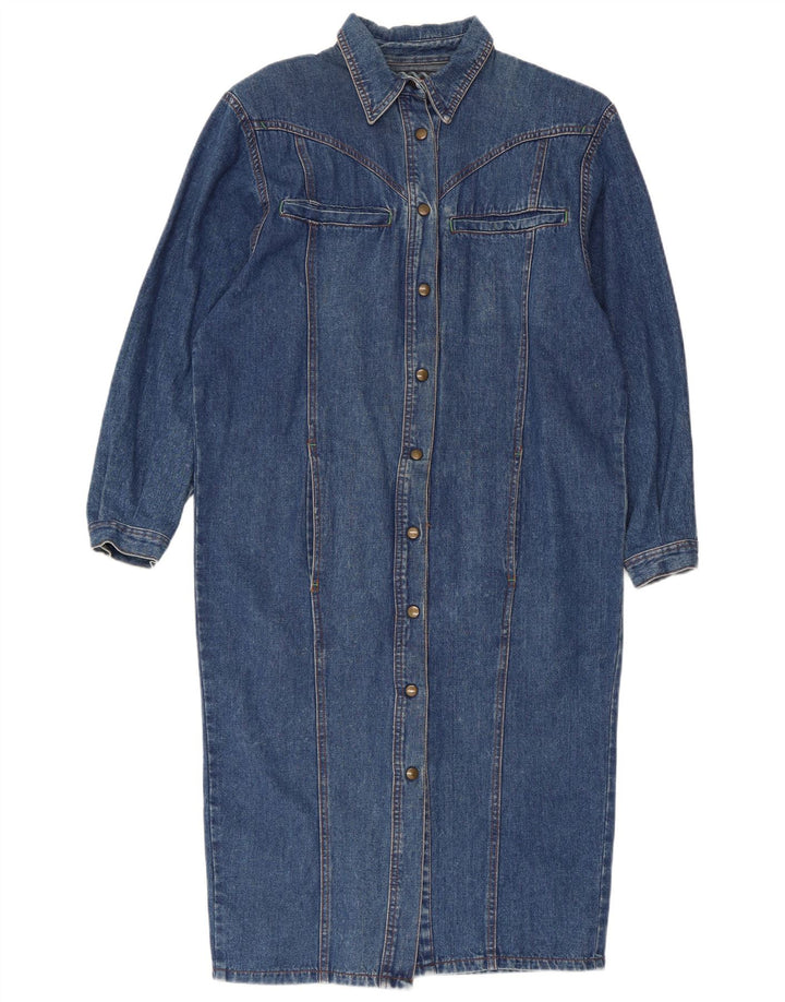 Vintage Womens Denim Shirt Dress UK 14 Medium Blue