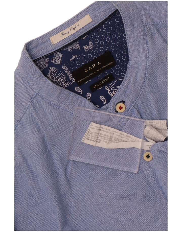 Zara Mens Regular Fit Shirt XL Blue Cotton