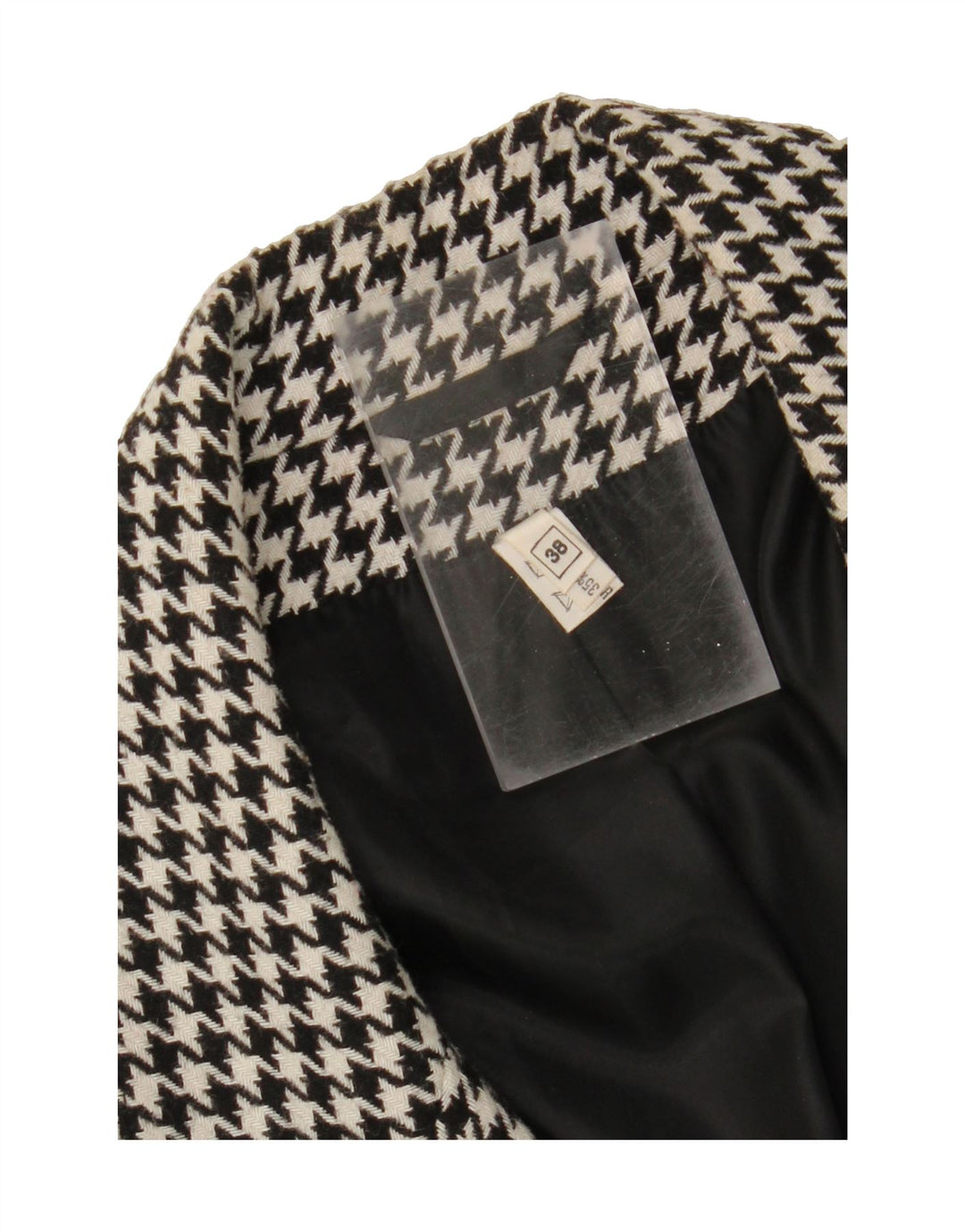 VINTAGE Womens 2 Button Blazer Jacket EU 38 Medium Black Houndstooth Vintage Vintage and Second-Hand Vintage from Messina Hembry 