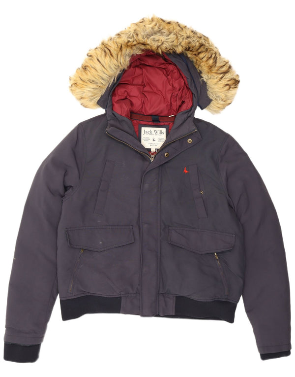 Jack Wills Mens Hooded Padded Jacket UK 38 Medium Navy Blue