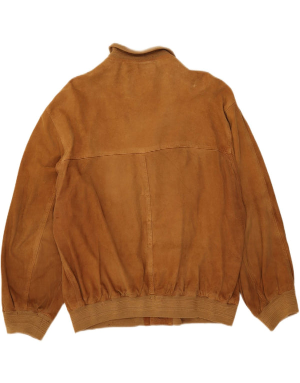 Vintage Mens Suede Bomber Jacket UK 40 Large Beige