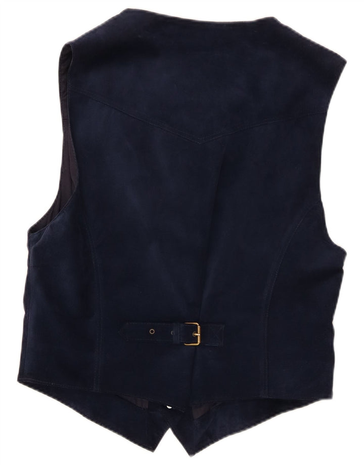 Vintage Mens Suede Waistcoat Small Navy Blue