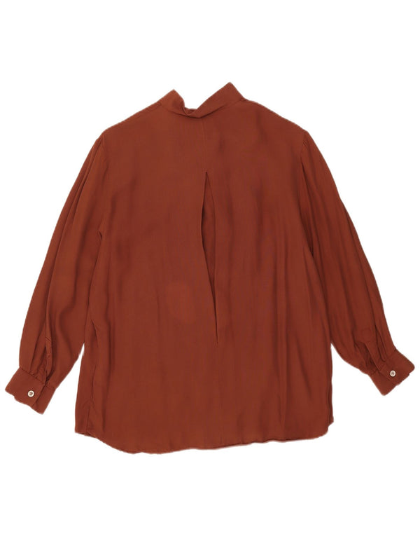 Vintage Womens Long Sleeve Shirt Blouse UK 16 Large Brown