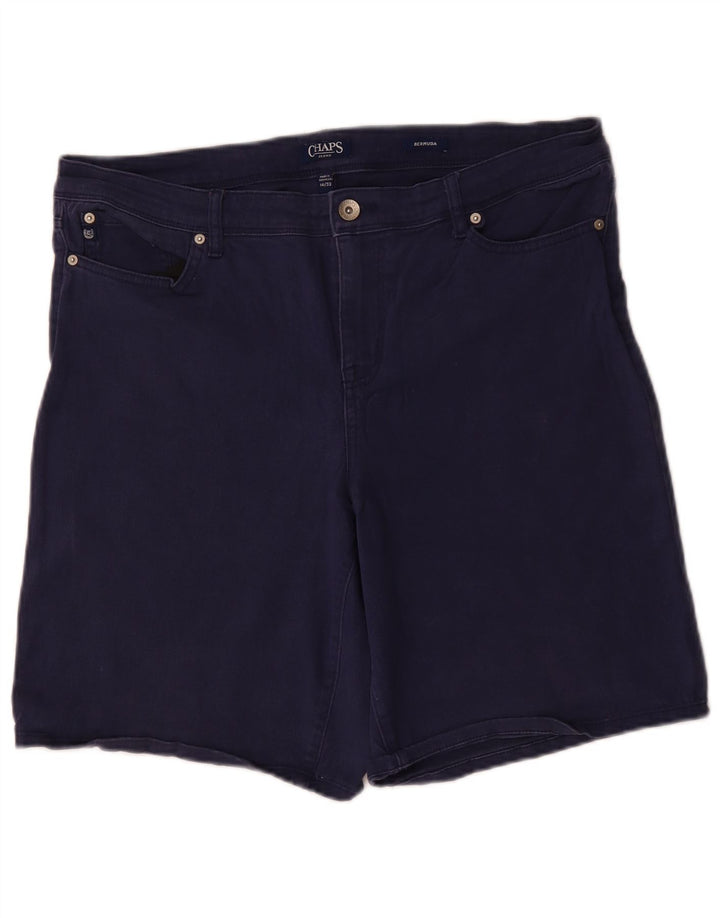 CHAPS Womens Bermuda Denim Shorts US 14 XL W36 Navy Blue Cotton