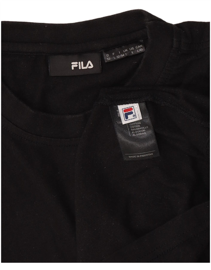 Fila Mens T-Shirt Top Large Black Cotton