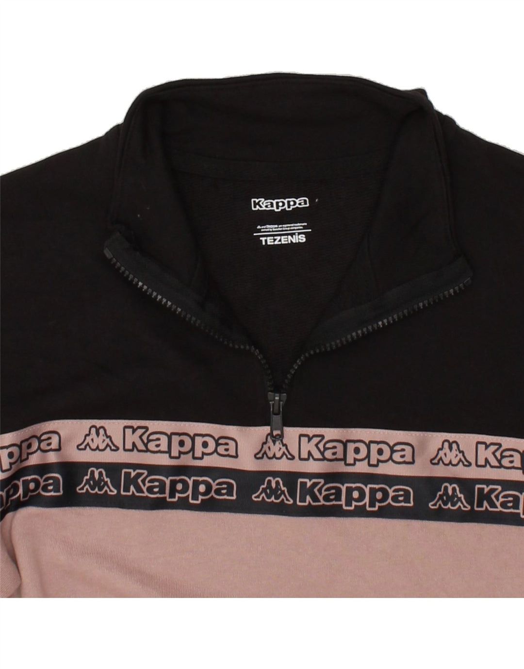 KAPPA Womens Graphic Zip Neck Sweatshirt Jumper UK 16 Large Black Vintage Kappa and Second-Hand Kappa from Messina Hembry 